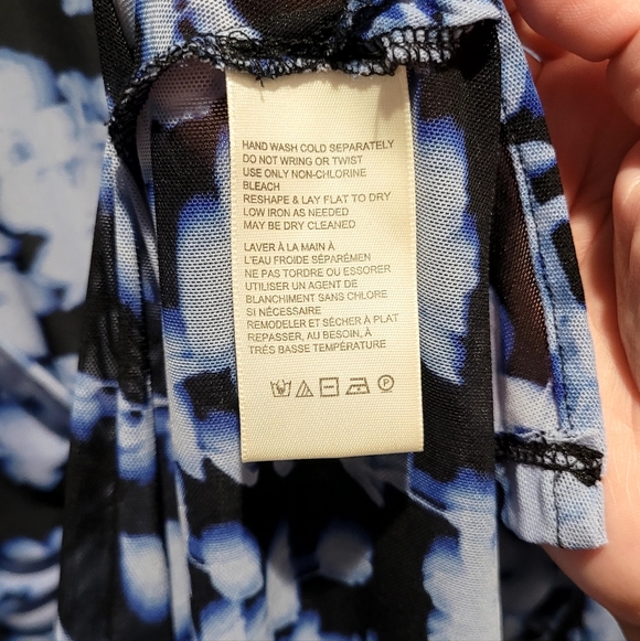 Free People Lucky Shirtee Mesh Ruched Floral Button Up Top Blue Medium - Picture 4 of 7